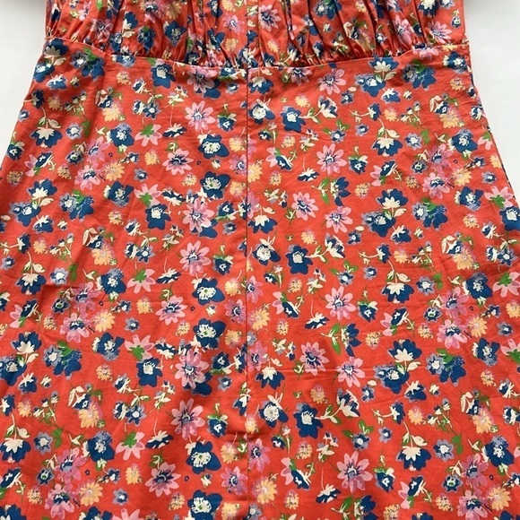 WAYF Red Floral Ditsy Print Puff Sleeve Milkmaid Mini Dress Medium - Picture 10 of 10